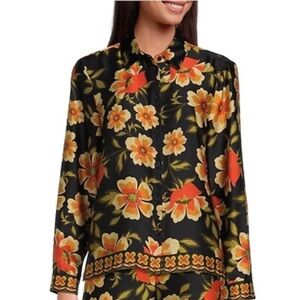 NWT Chelsea & Violet orange floral button down blouse Size 2
